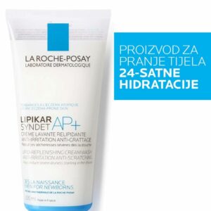 La Roche-Posay LIPIKAR SYNDET AP+ Kremasti gel za tuširanje obogaćen lipidima za svakodnevno pranje osetljive suve kože s osećajem svraba i iritacija, pogodno za bebe, decu i odrasle, 200 ml