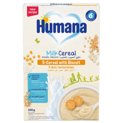 Humana mlečna instant kaša 5 žitarica i keks 200g