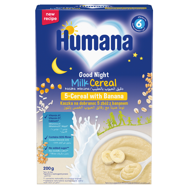Humana mlečna instant kaša 5 žitarica i banana 200g