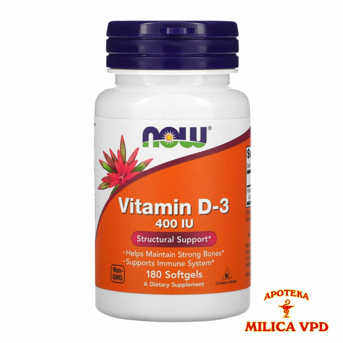 Now Vitamin D3 400IU u maslinovom ulju 180 kapsula