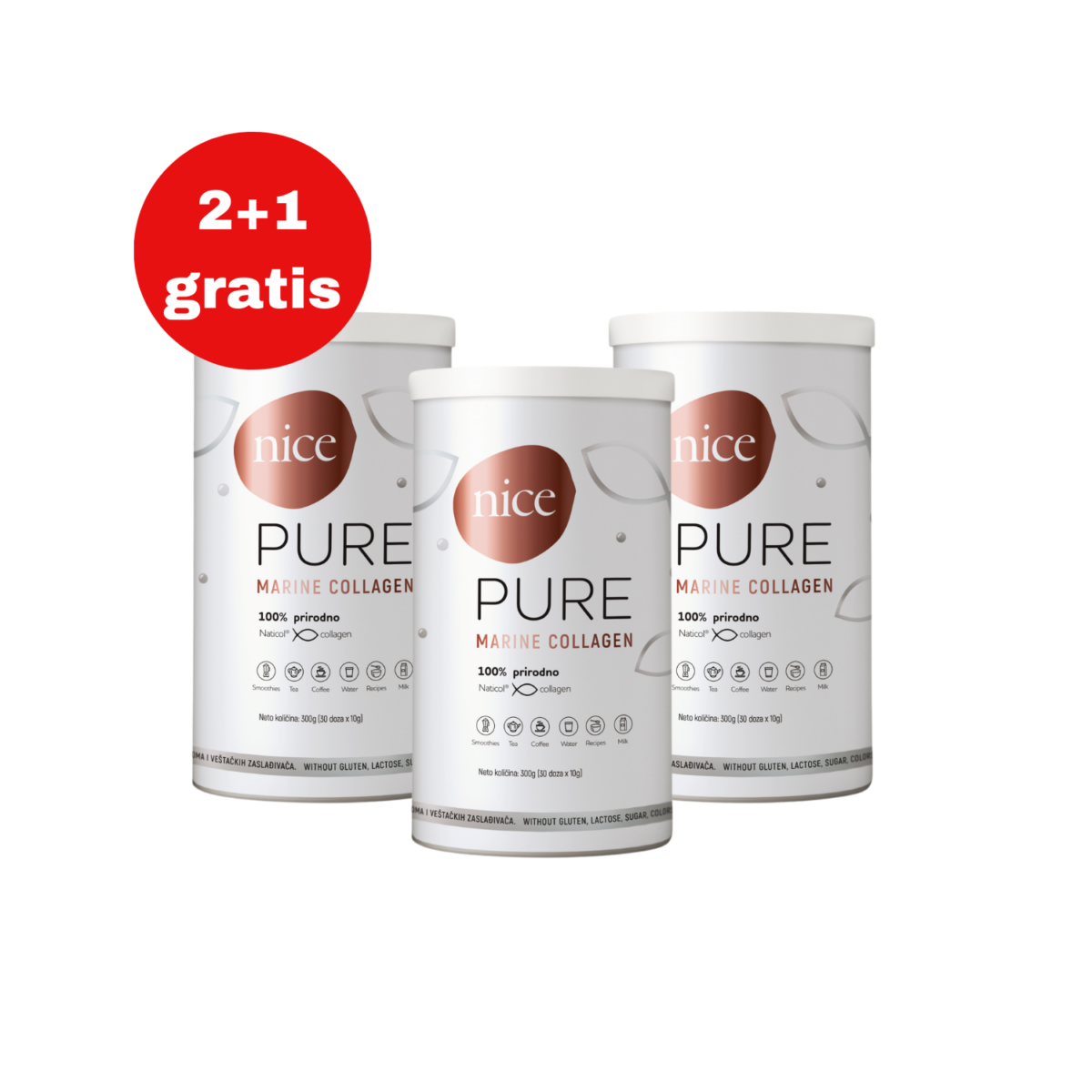 Nice Collagen Pure granule za pripremu napitka 300gr - akcijski paket 2+1 gratis