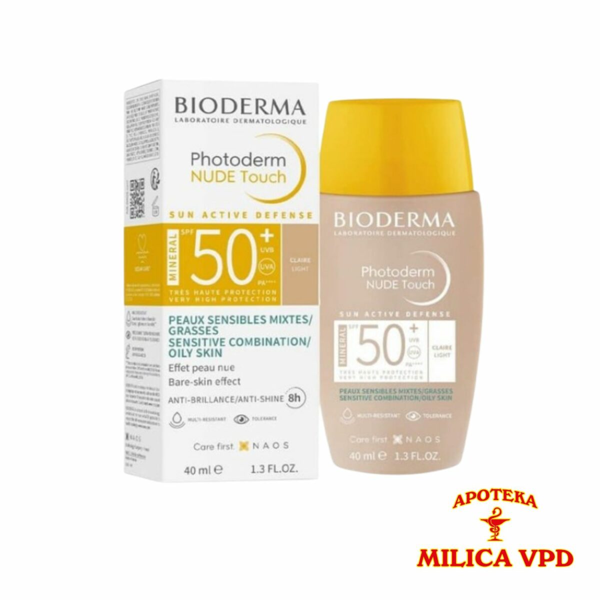 Bioderma Nude Touch Mineral SPF 50+ tonirana krema svetla 40ml