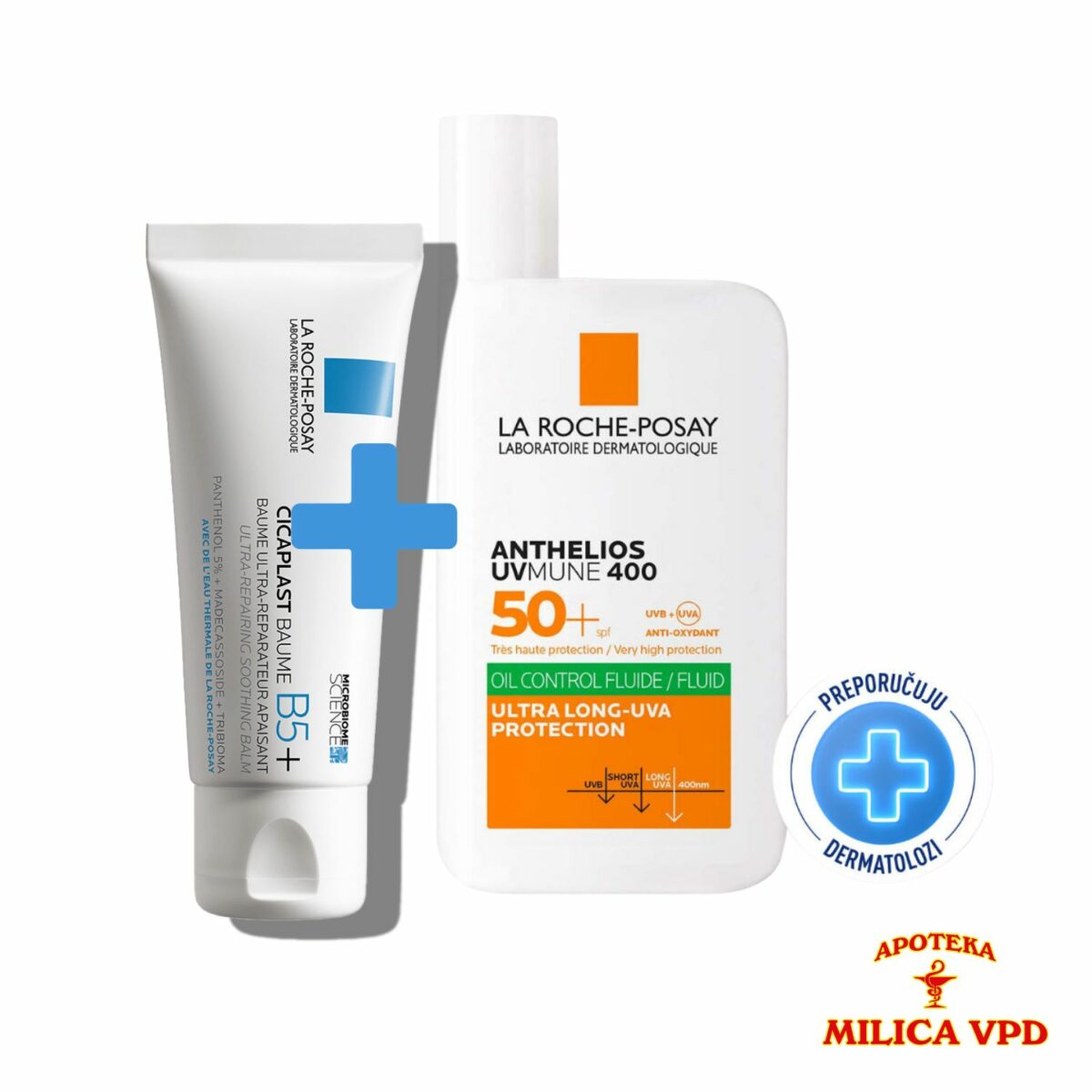 La Roche-Posay Anthelios UVM Fluid za masnu kožu SPF 50+ 50ml + La Roche-Posay  Cicaplast B5+ balzam 40ml