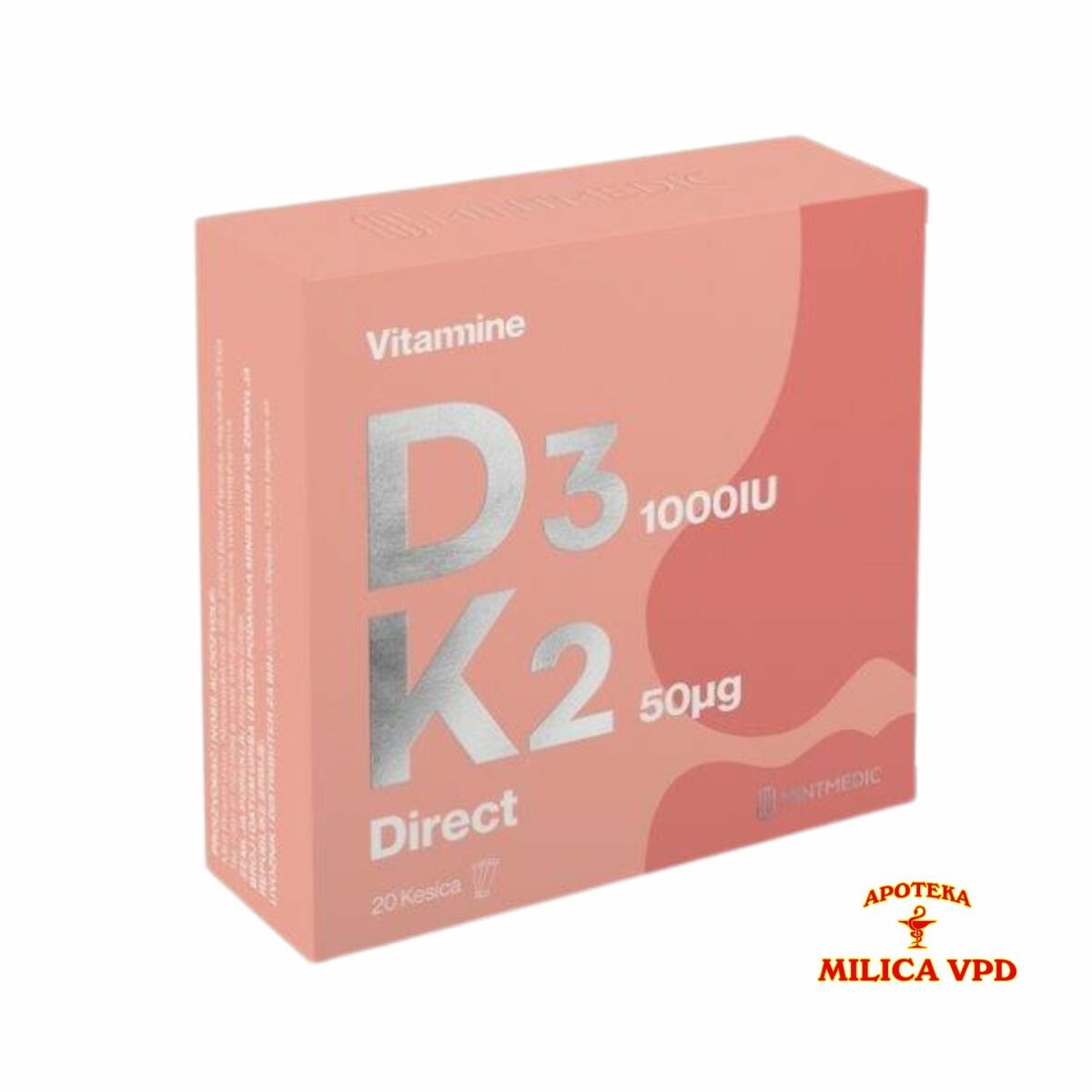 Vitamine D3 1000IU + K2 50mcg 20 direkt kesica