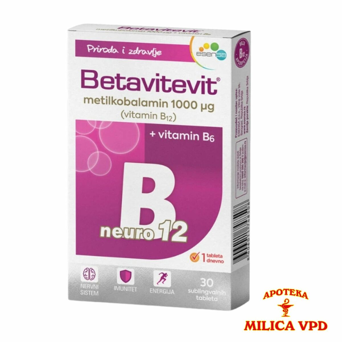 Betavit metilkobalamin 1000mcg + vitamin B6 30 sublingvalnih tableta