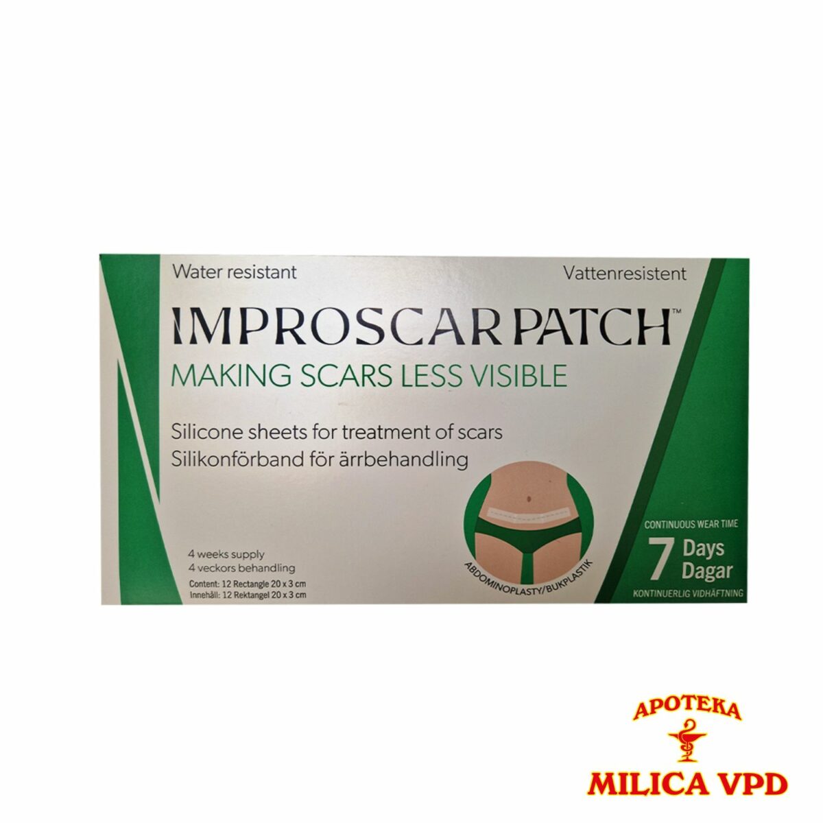 Improscar Patch silikonski flaster Abdominoplasty za tretman ožiljaka posle abdominolastike 3x20