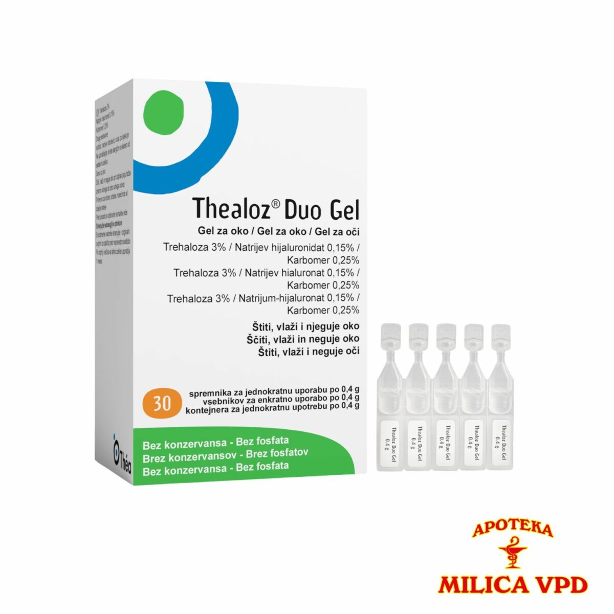 Theloz Duo Gel za vlaženje oka 30x0,4g