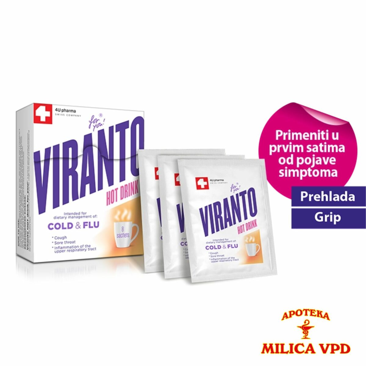 Viranto Hot Drink Cold and Flu 8 kesica