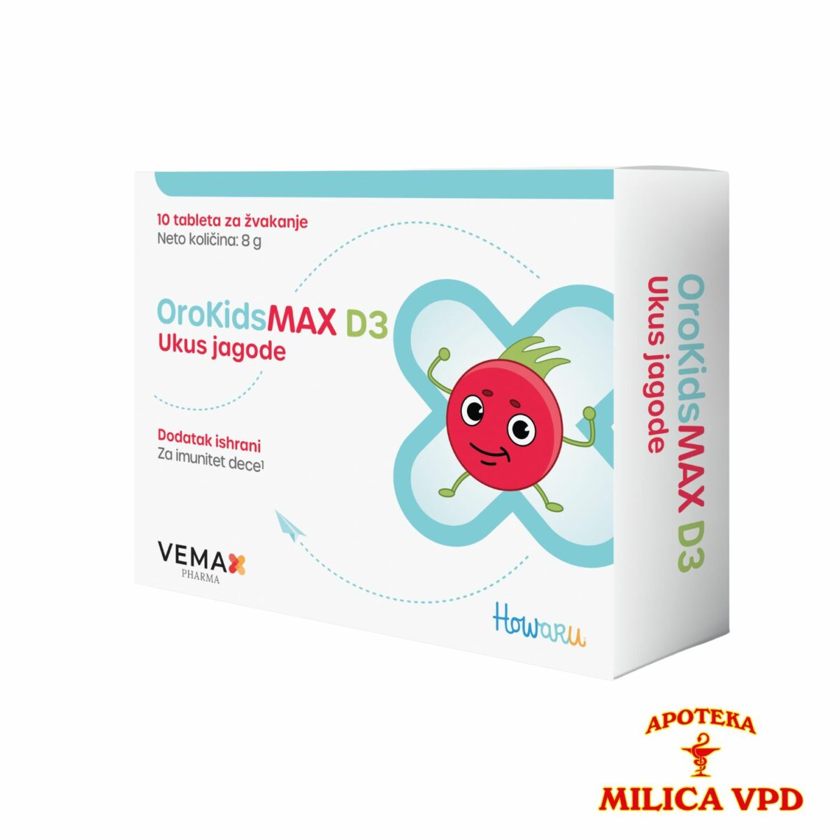Orokidsmax D3 ukus jagode 10 tableta za žvakanje
