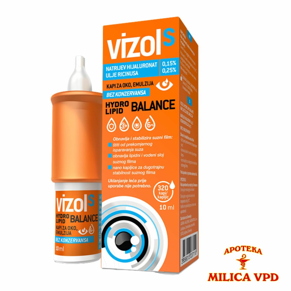 Vizol S Hydro Lipid Balance kapi za oči 10ml
