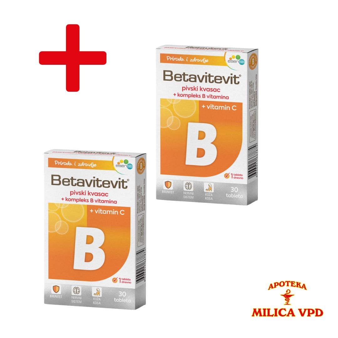 Betavitevit B, pivski kvasac sa vitaminima B kompleksa  30 tableta 1+1 GRATIS