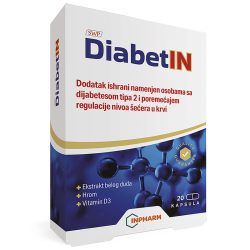DiabetIN, Inpharm,  za dijabetes tipa II i regulaciju nivoa šećera u krvi  20 kapsula